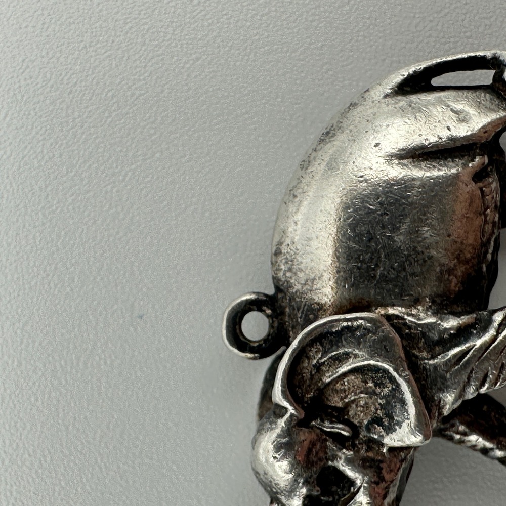 Vintage Silver Tone Elephant Charm Pendant Good Luck Trunk Up Animal Jewelry - Picture 4 of 5
